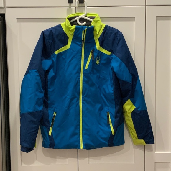 Spyder Kids Vibrant Blue and Neon Yellow Winter Coat